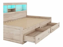 ModernLuxe Sofá cama 90x200 cm - con toma USB y 2 cajones - somier de láminas - Natural Color natural claro Outlet
