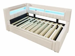 Sofá cama 90x200 cm (180 x 200 cm) - con cama nido - con USB + Type-C - con iluminación LED - ​ (colchón no incluido)^ModernLuxe Best