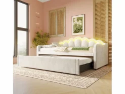 Sofá cama 90x200/180x200 cm - con cama nido - con banda luminosa LED - terciopelo - (colchón no incluido)^ModernLuxe Clearance