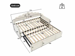 Sofá cama 90x200/180x200 cm - con cama nido - con banda luminosa LED - terciopelo - (colchón no incluido)^ModernLuxe Clearance