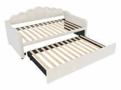 Sofá cama 90x200/180x200 cm - con cama nido - con banda luminosa LED - terciopelo - (colchón no incluido)^ModernLuxe Clearance