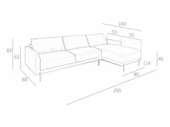 Angel Cerda Sofá chaise longue derecha piel 6197 Negro Clearance