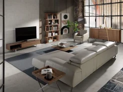 Sofá chaise longue derecha piel gris taupe 6150^Angel Cerda Discount