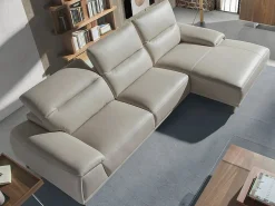 Sofá chaise longue derecha piel gris taupe 6150^Angel Cerda Discount