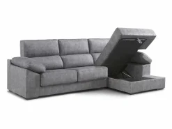 Cambia tus muebles Sofá Relax|Sofá Chaise Longue izquierdo de 100x283x167 con arcón y patas metálicas oscuro Monti