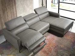 Sofá chaise longue relax derecha piel gris oscuro 6126^Angel Cerda Outlet