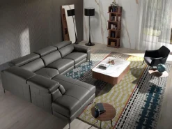 Angel Cerda Sofá chaise longue relax izquierda piel gris oscuro 6112 Beige Outlet