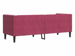 Sofá Chesterfield 3 plazas con cojines terciopelo tinto^Clicnbuy Clearance