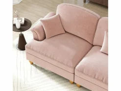 DripeX Sofá chesterfield 2 plazas en felpa - con 2 otomanas y 2 cojines - falda desmontable - 194x140x93cm Rosa Sale