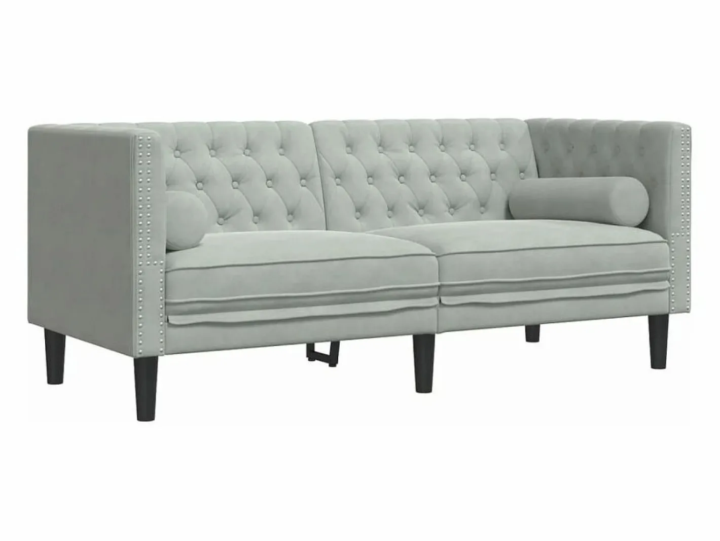 Clicnbuy Sofá Chesterfield 2 plazas con cojines terciopelo claro Gris Best
