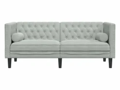 Clicnbuy Sofá Chesterfield 2 plazas con cojines terciopelo claro Gris Best