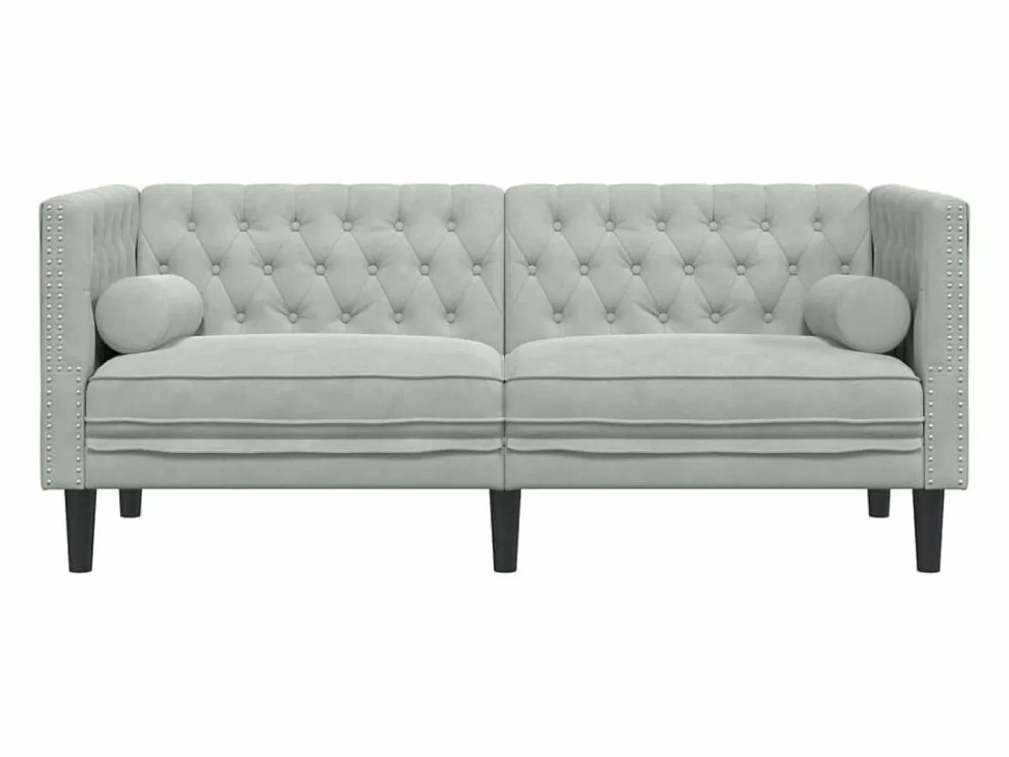 Clicnbuy Sofá Chesterfield 2 plazas con cojines terciopelo claro Gris Best
