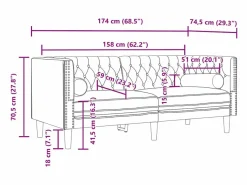 Clicnbuy Sofá Chesterfield 2 plazas con cojines terciopelo claro Gris Best