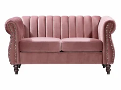 Vente-unique Sofá chesterfield 2 plazas de terciopelo rosa viejo TRUMBO Rosa palo Sale