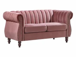 Vente-unique Sofá chesterfield 2 plazas de terciopelo rosa viejo TRUMBO Rosa palo Sale