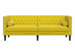 Clicnbuy Sofá Chesterfield 3 plazas con cojines terciopelo Amarillo Hot
