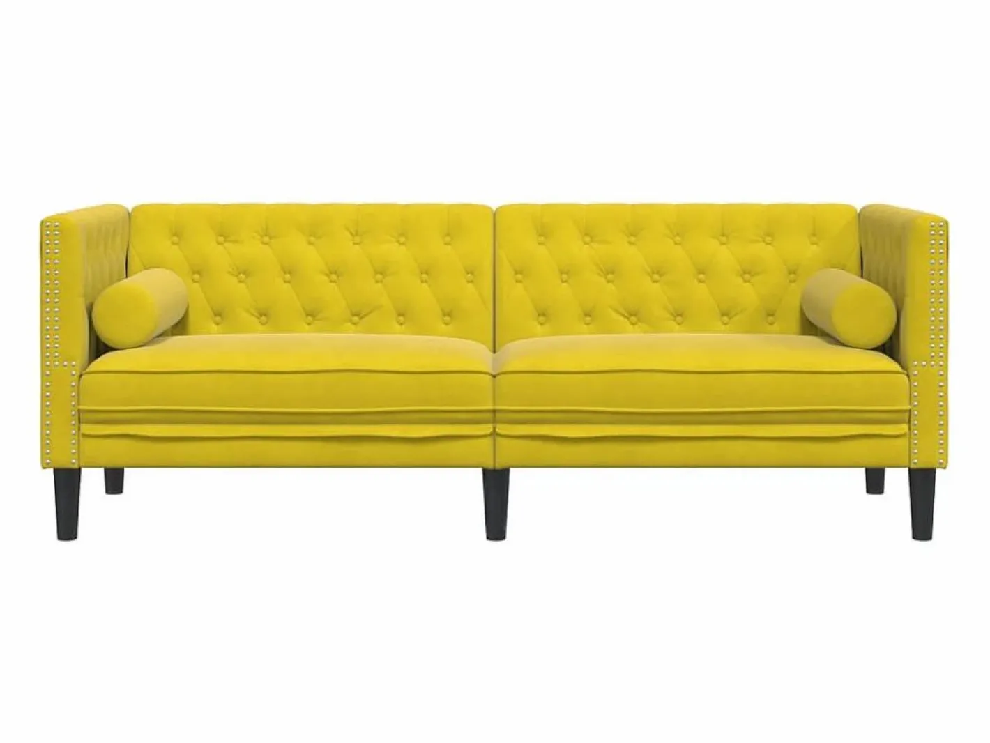 Clicnbuy Sofá Chesterfield 3 plazas con cojines terciopelo Amarillo Hot