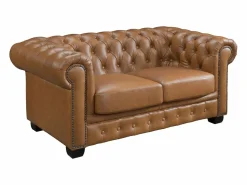 Sofá chesterfield 2 plazas 100% piel de búfalo Caramel vintage BRENTON^LINEA SOFA