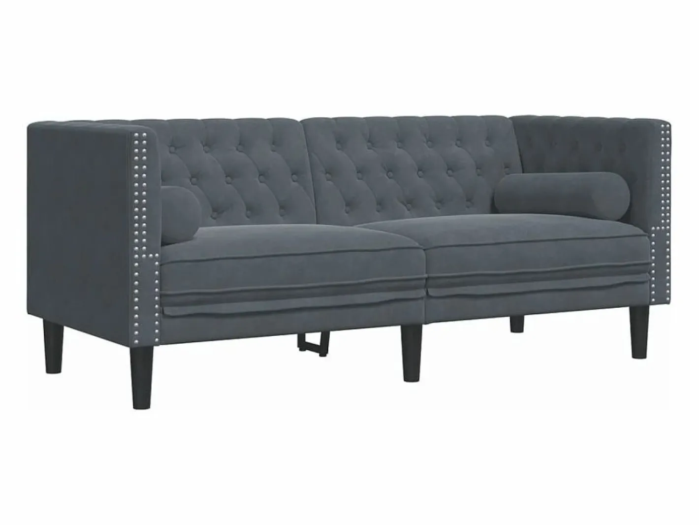 Sofá Chesterfield 2 plazas con cojines terciopelo oscuro^Clicnbuy Best
