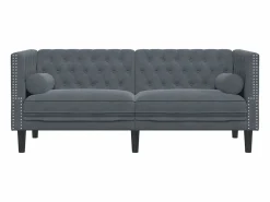 Sofá Chesterfield 2 plazas con cojines terciopelo oscuro^Clicnbuy Best