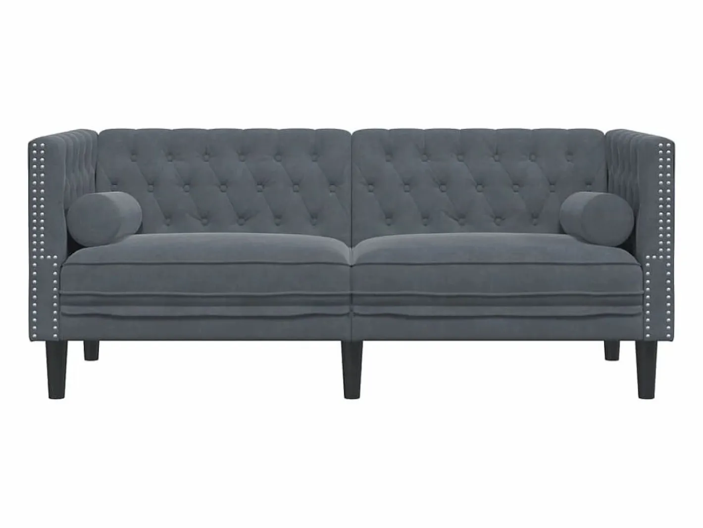 Sofá Chesterfield 2 plazas con cojines terciopelo oscuro^Clicnbuy Best