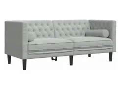 Sofá Chesterfield 2 plazas con cojines terciopelo claro^vidaxl Sale