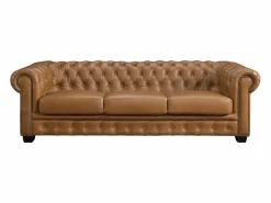 LINEA SOFA Todos Los Sofás|Sofá Vintage|Sofá chesterfield 4 plazas 100% piel de búfalo Caramel vintage BRENTON