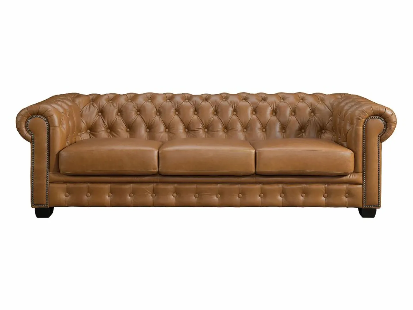 LINEA SOFA Todos Los Sofás|Sofá Vintage|Sofá chesterfield 4 plazas 100% piel de búfalo Caramel vintage BRENTON