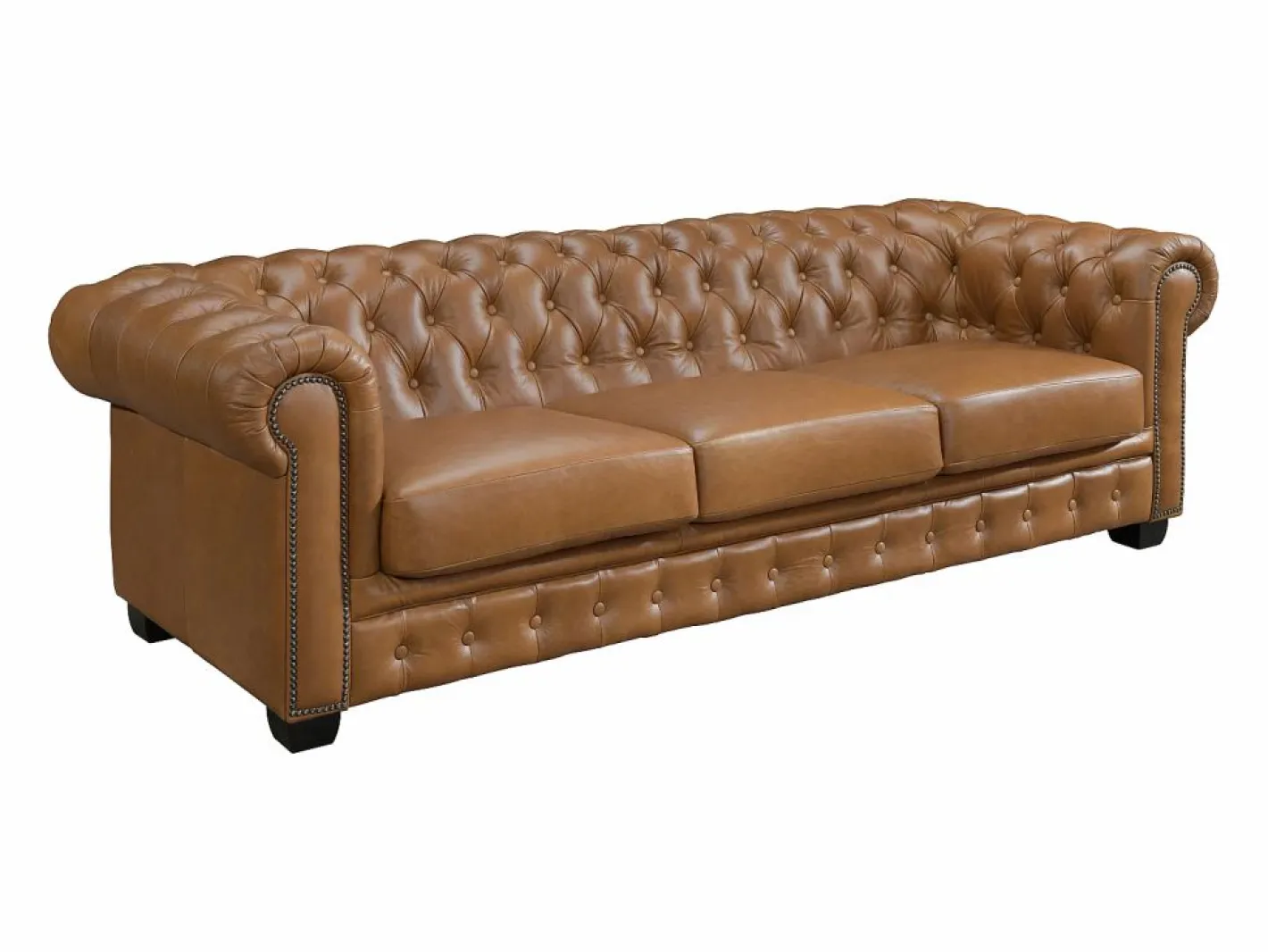 LINEA SOFA Todos Los Sofás|Sofá Vintage|Sofá chesterfield 4 plazas 100% piel de búfalo Caramel vintage BRENTON