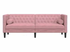 Sofá Chesterfield 3 plazas con cojines terciopelo^Clicnbuy Discount