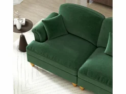 Sofá chesterfield 2 plazas en felpa - con 2 otomanas y 2 cojines - falda desmontable - 194x140x93cm^DripeX New
