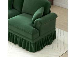 Sofá chesterfield 2 plazas en felpa - con 2 otomanas y 2 cojines - falda desmontable - 194x140x93cm^DripeX New