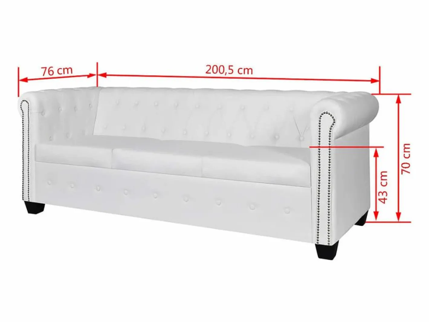 Clicnbuy Sofás Chesterfield|Sofás De Piel Sintética|Sofá Chesterfield de 3 plazas cuero sintético