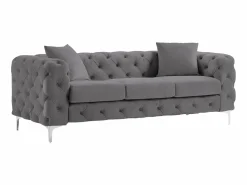 Vente-unique Sofá Chesterfield de 3 plazas de terciopelo antracita y patas de metal EDWINA Gris antracita Online
