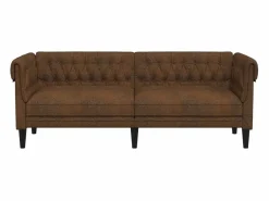 Clicnbuy Sofás Chesterfield|Sofá Chesterfield de 3 plazas tela marrón
