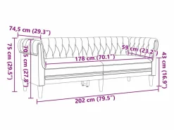 Clicnbuy Sofás Chesterfield|Sofá Chesterfield de 3 plazas tela marrón