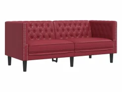 Clicnbuy Sofás Chesterfield|Sofá Chesterfield de 2 plazas cuero artificial tinto