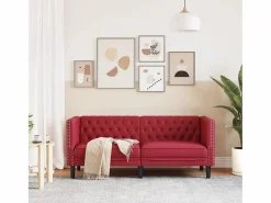Clicnbuy Sofás Chesterfield|Sofá Chesterfield de 2 plazas cuero artificial tinto