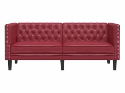 Clicnbuy Sofás Chesterfield|Sofá Chesterfield de 2 plazas cuero artificial tinto