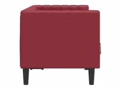 Clicnbuy Sofás Chesterfield|Sofá Chesterfield de 2 plazas cuero artificial tinto