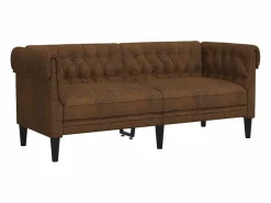 Clicnbuy Sofá chesterfield de 2 plazas tela marrón Marru00f3n Online