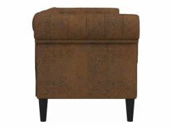 Clicnbuy Sofá chesterfield de 2 plazas tela marrón Marru00f3n Online