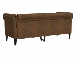 Clicnbuy Sofá chesterfield de 2 plazas tela marrón Marru00f3n Online