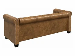 vidaxl Sofá Chesterfield de 3 plazas cuero sintético marrón Marru00f3n