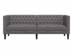 Clicnbuy Sofá Chesterfield de 3 plazas cuero artificial Gris Hot