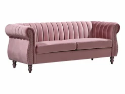 Vente-unique Sofás Chesterfield|Sofá chesterfield de 3 plazas de terciopelo rojo viejo TRUMBO