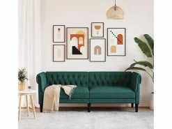 Clicnbuy Sofás Chesterfield|Sofá Chesterfield de 3 plazas tela oscuro