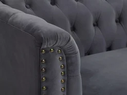 Vente-unique Sofá chesterfield de 3 plazas de terciopelo antracita TURNER Gris antracita New