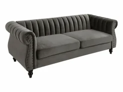 Sofá Chesterfield de 3 plazas de terciopelo antracita TRUMBO^Vente-unique Best
