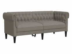 Sofá Chesterfield de 2 plazas tela gris taupe^Clicnbuy Sale